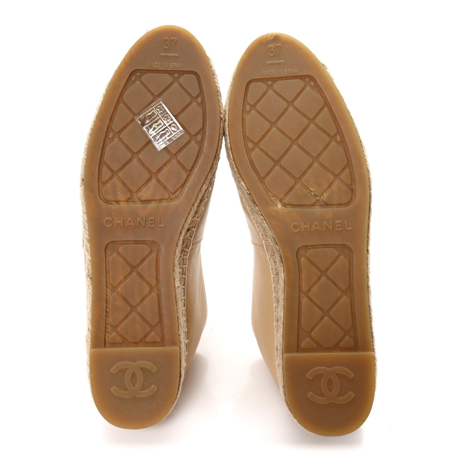 Chanel Lambskin CC Espadrilles 37 Beige Black 6 of 10
