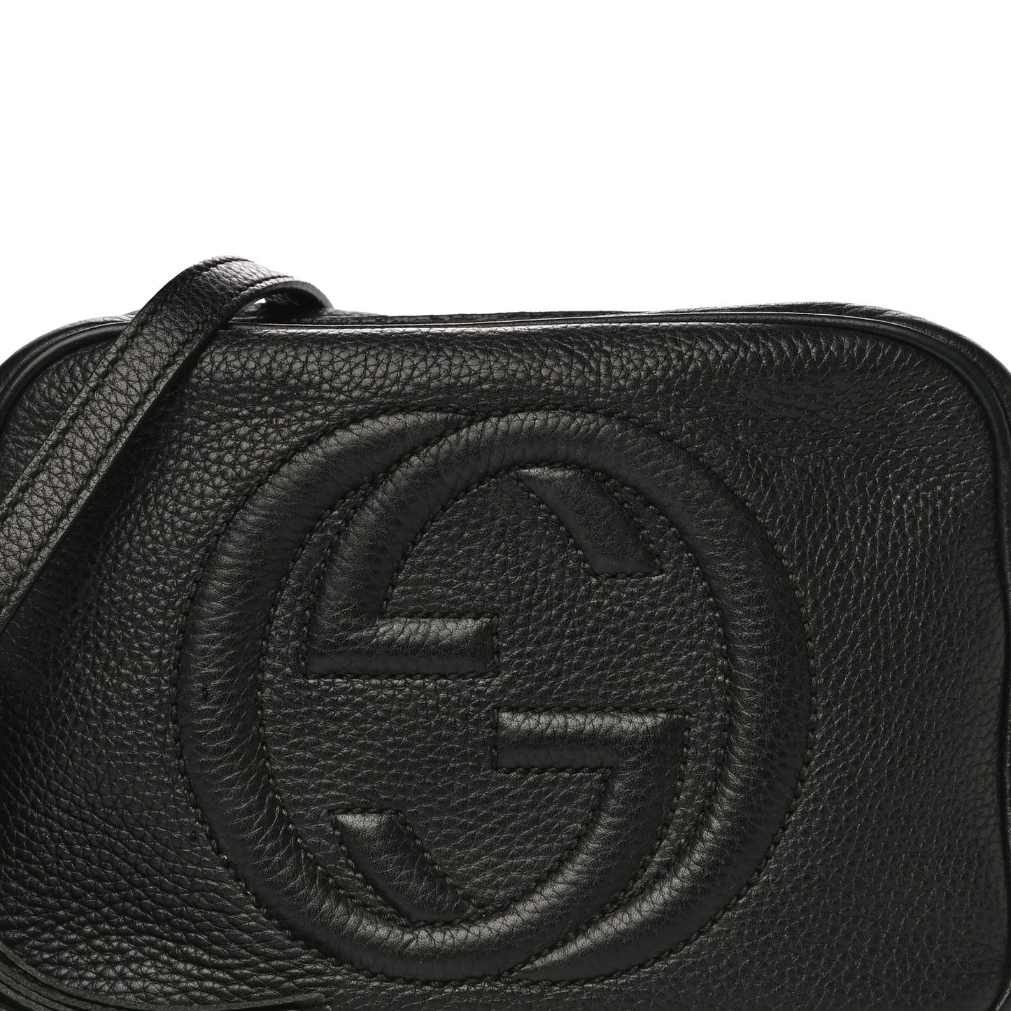Pebbled Calfskin Small Soho Disco Bag Black