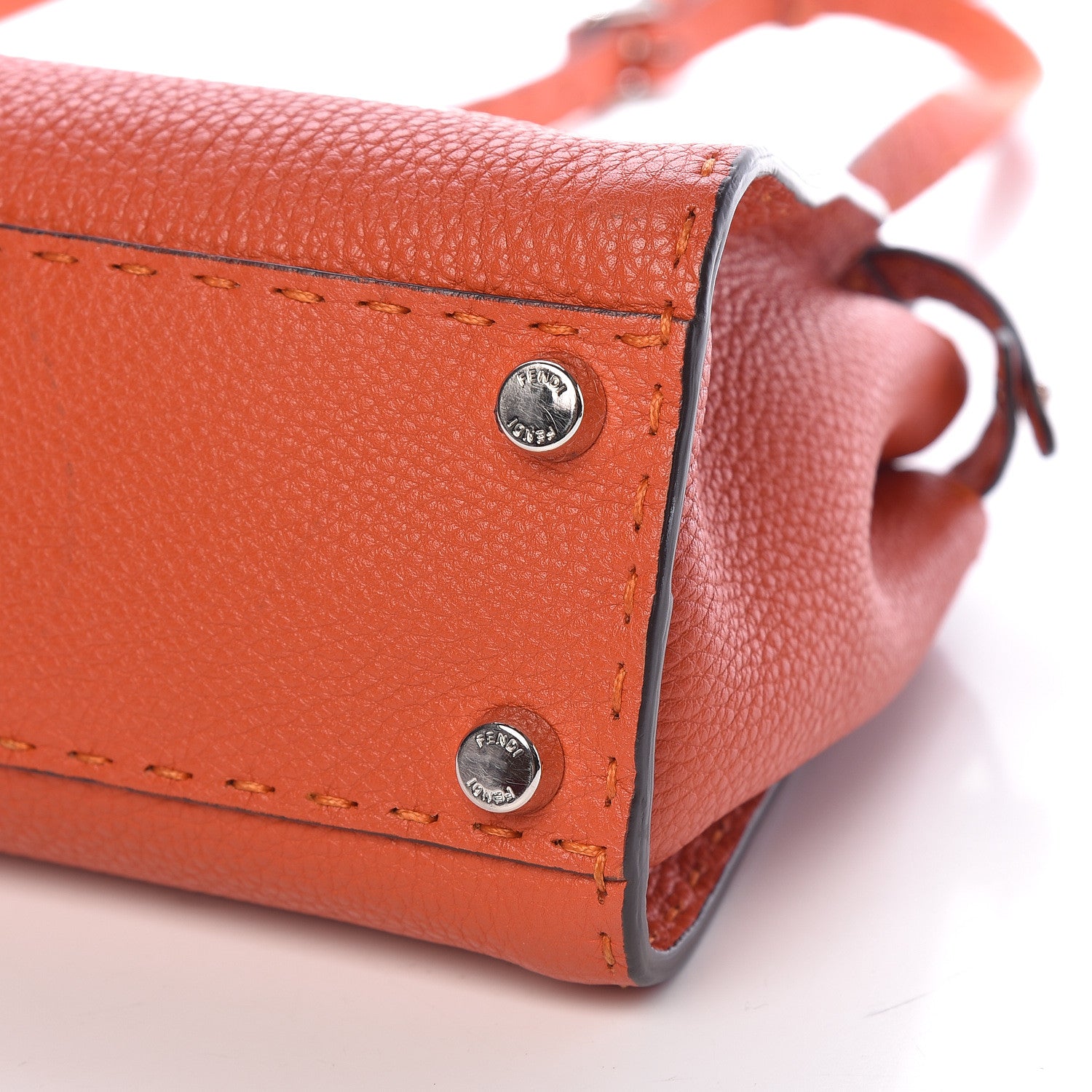 Fendi Cuoio Romano Selleria Mini Peekaboo Iconic Satchel Dark Orange 10 of 10