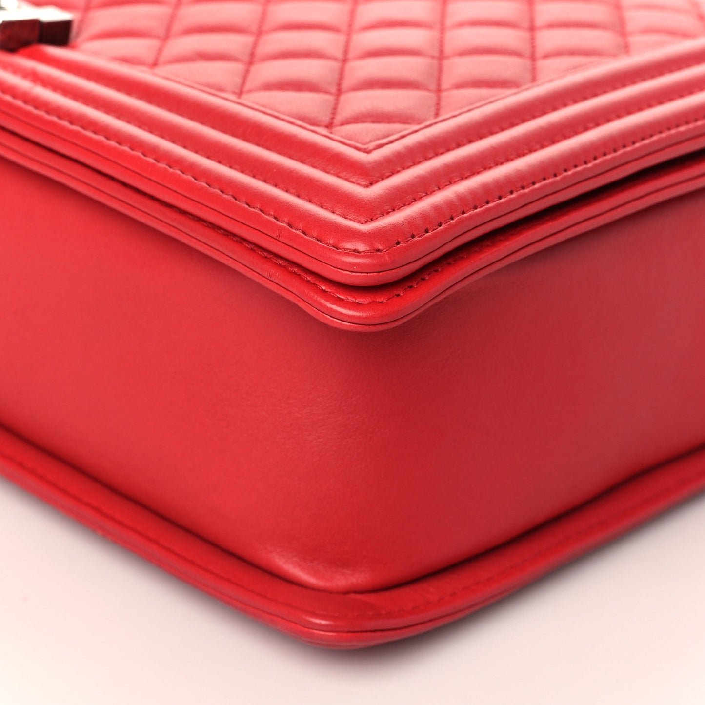 Calfskin Quilted Large Boy Flap Red