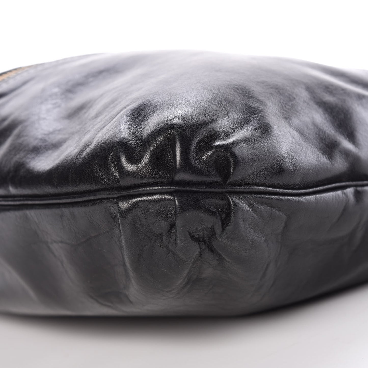 Goatskin Zipper Hobo Black