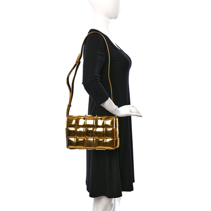 Bottega Veneta Mirror Lambskin Maxi Intreccio Padded Cassette Crossbody Bag Gold 2 of 13