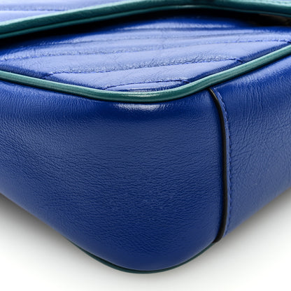Gucci Azalea Calfskin Enamel Matelasse Diagonal Small Torchon GG Marmont Shoulder Bag Imperial Blue Pavone 8 of 9