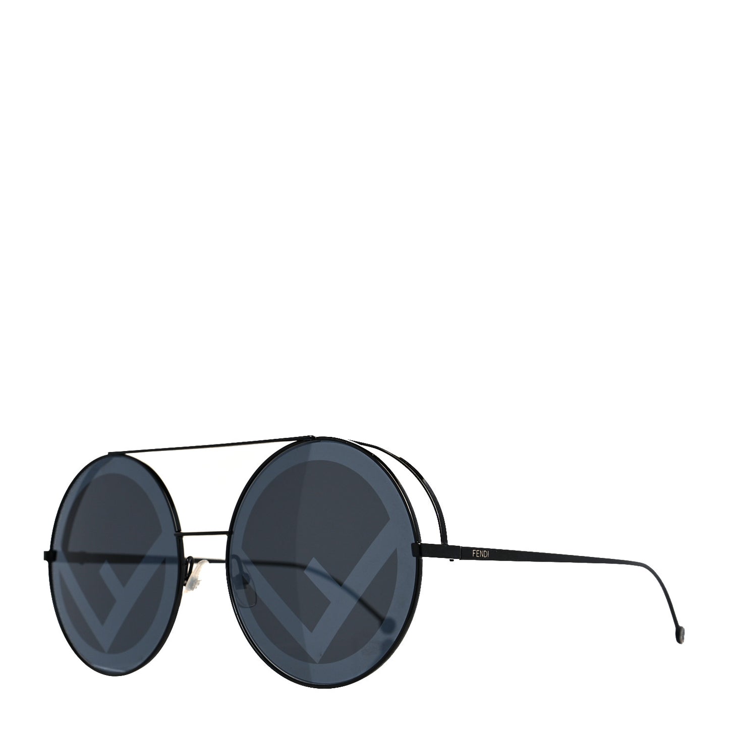 Metal F is Fendi Printed Run Away Round Frame Sunglasses FF 0285/S Black