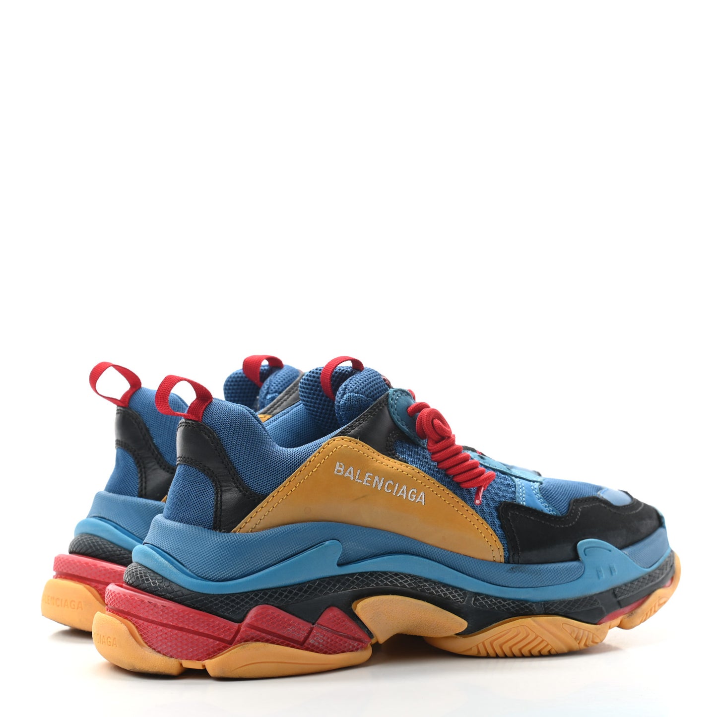 Fabric Mesh Nappa Mens Triple S Sneakers 42 Bleu Orange