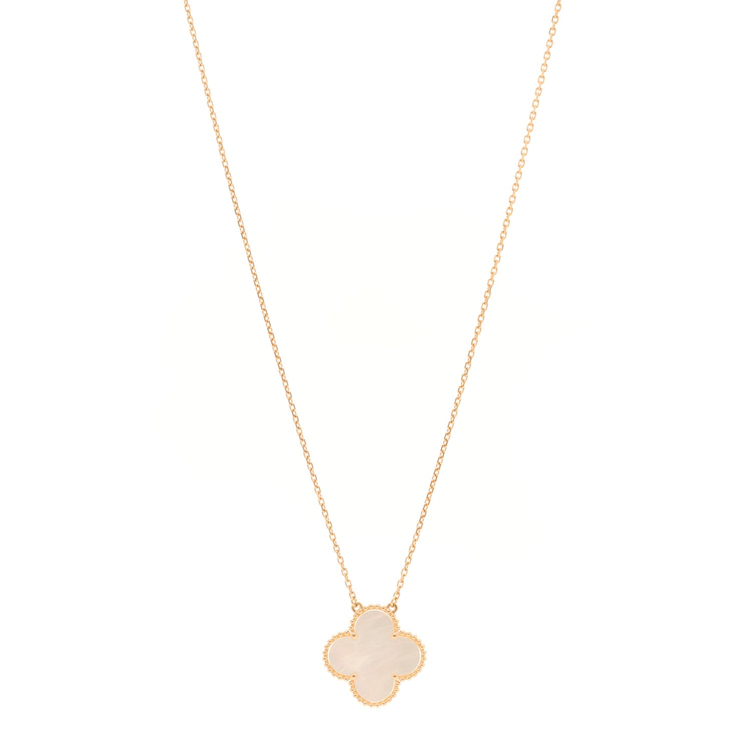 Van Cleef & Arpels 18K Rose Gold Mother of Pearl "Edition Ginza" Magic Alhambra Pendant Necklace 1 of 5