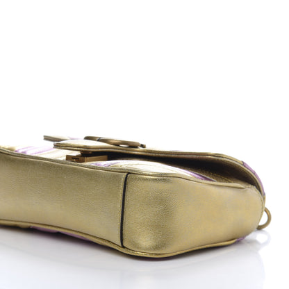 Gucci Metallic Calfskin Matelasse Mini GG Marmont Shoulder Bag Gold Pink 7 of 11