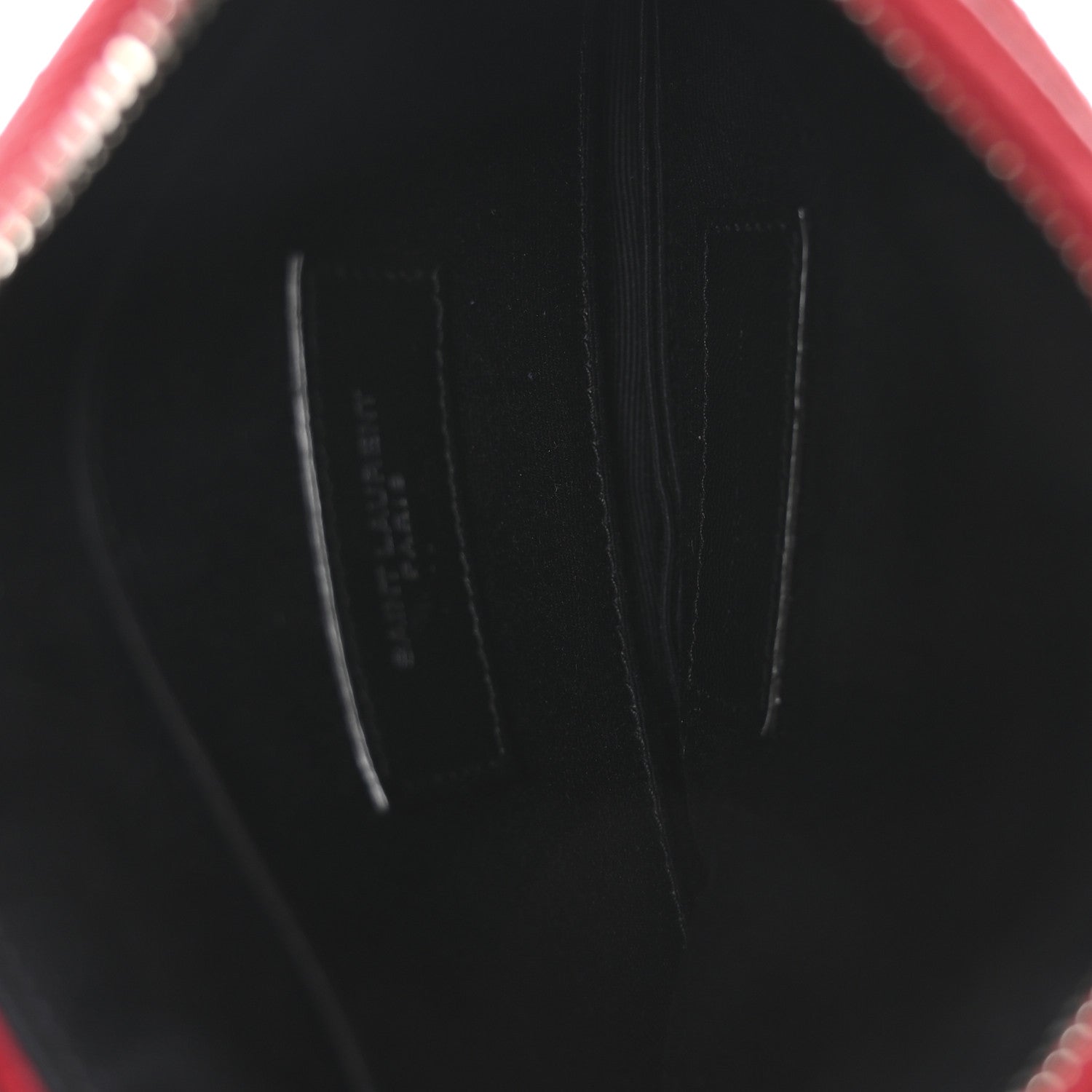 Saint Laurent Grain De Poudre Chevron Monogram Bill Pouch Rouge Eros 5 of 8