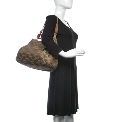 Fendi Zucchino Vitello Elite Enamel Forever Shoulder Bag Mogano Panna Rosso 2 of 8