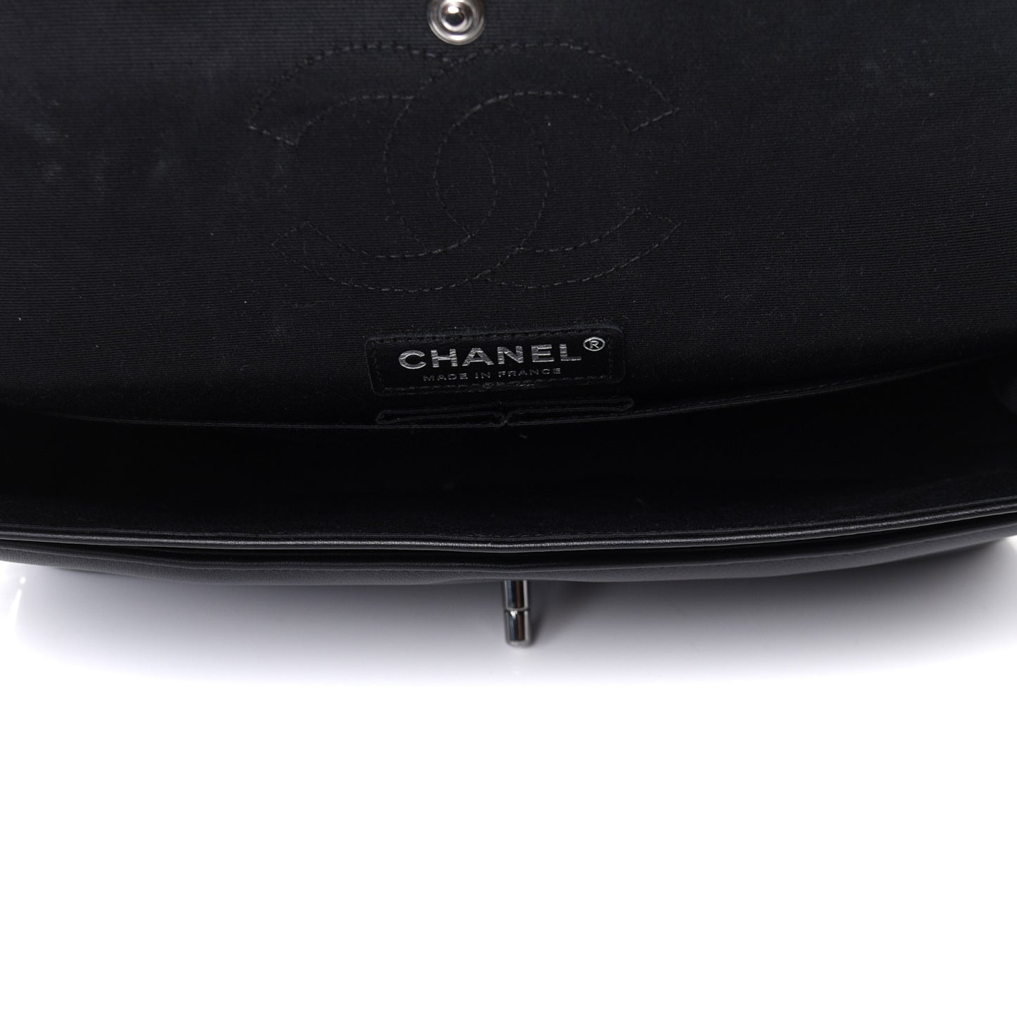Calfskin Medium Classic Pure Double Flap Black