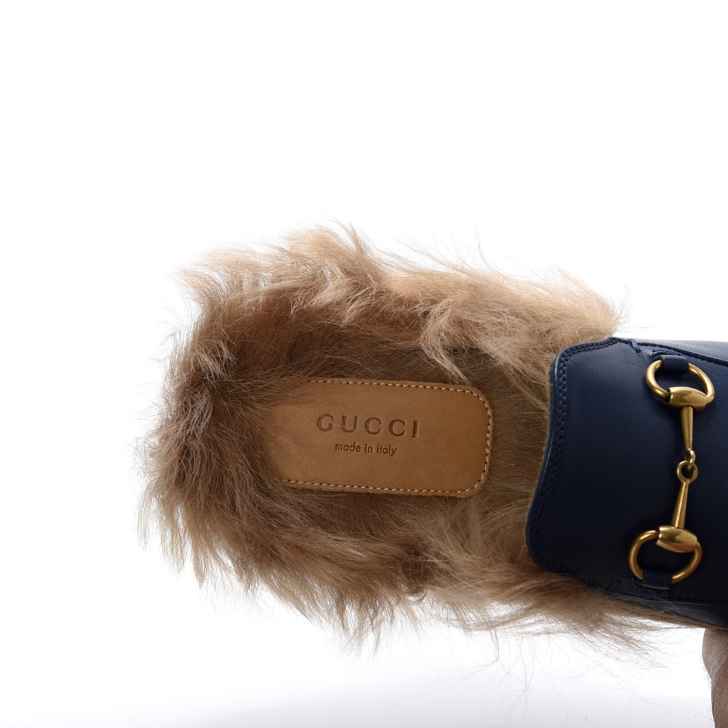 Gucci Malaga Kid Fur Womens Princetown Slippers 38 Blue Agata 8 of 9