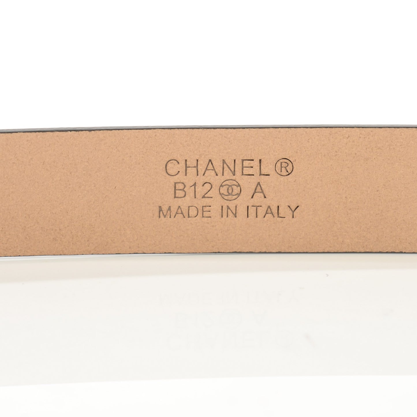 Striated Patent CC Logo Skinny Belt 95 38 Dark Grey