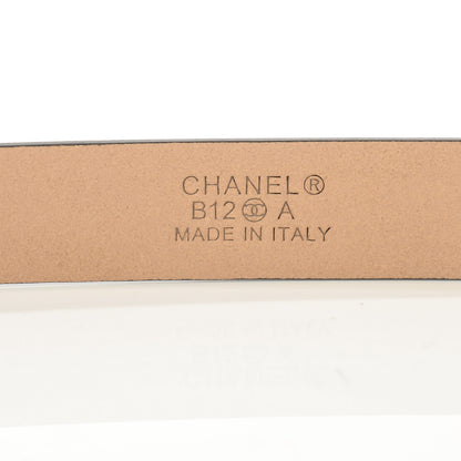 Chanel Striated Patent CC Logo Skinny Belt 95 38 Dark Grey 3 of 8
