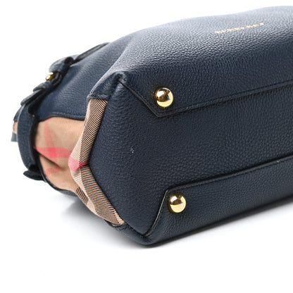 Burberry Grainy Calfskin House Check Small Banner Tote Midnight Blue 10 of 11