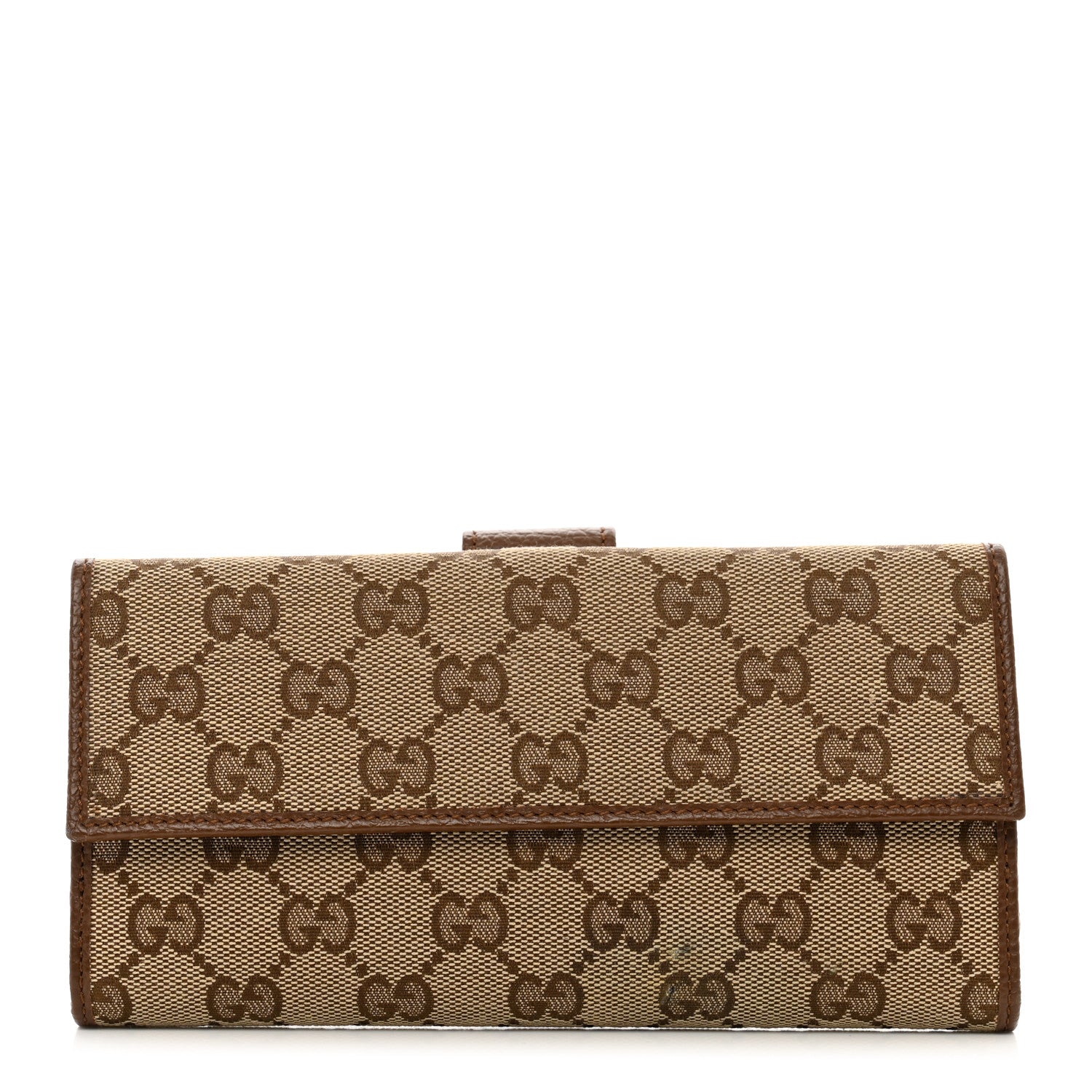 Gucci Monogram Metal Bar Continental Flap Wallet Beige Ebony Dark Brown 1 of 9