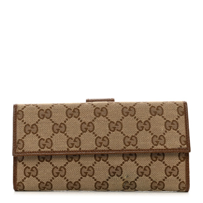 Gucci Monogram Metal Bar Continental Flap Wallet Beige Ebony Dark Brown 1 of 9