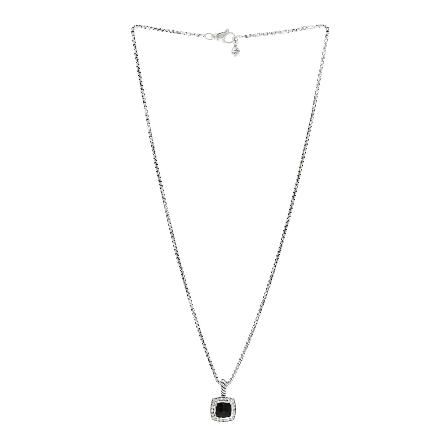 Sterling Silver Diamond Black Onyx 7mm Petite Albion Necklace