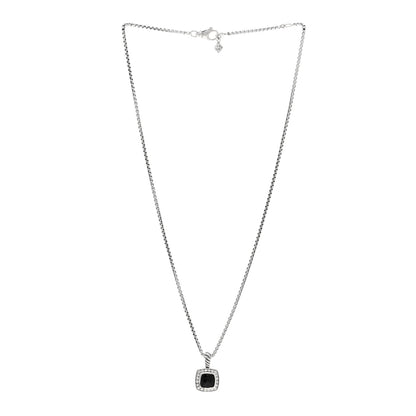 David Yurman Sterling Silver Diamond Black Onyx 7mm Petite Albion Necklace 3 of 4