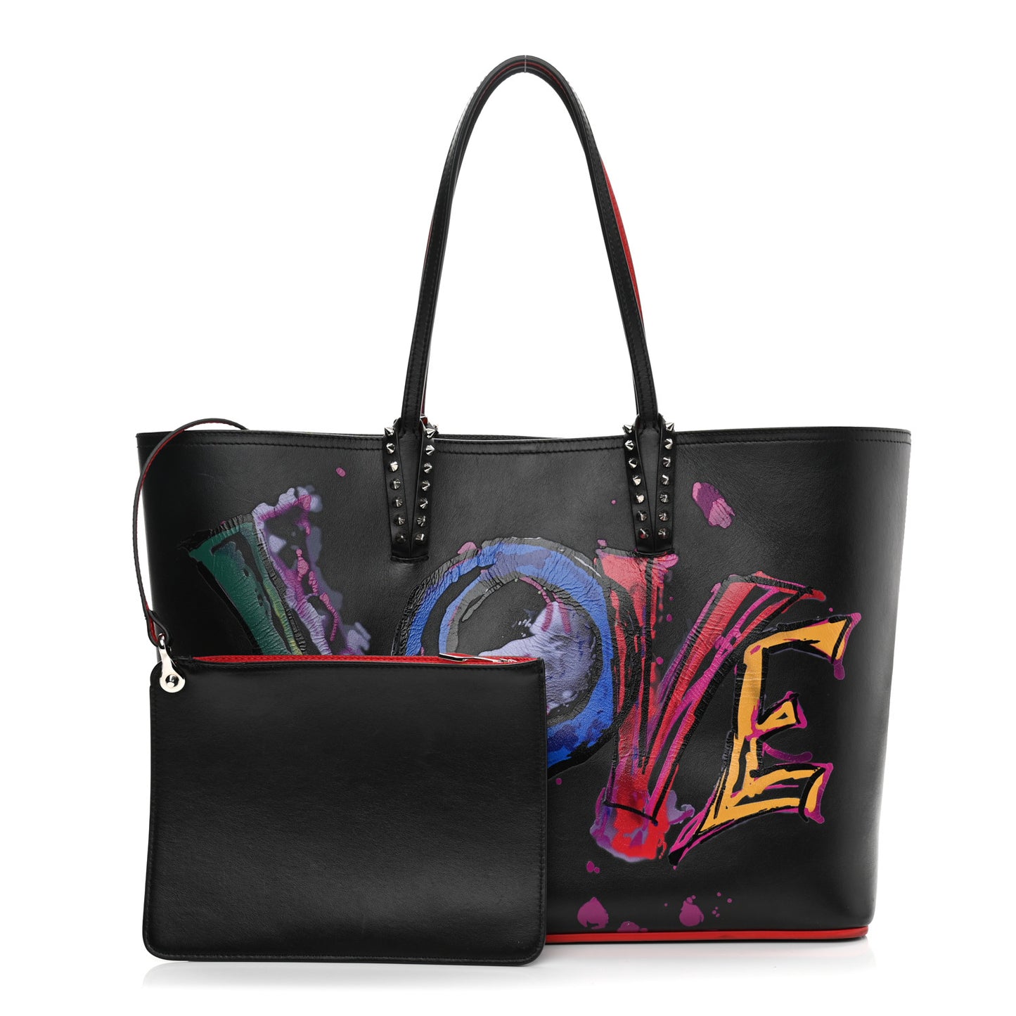 Calfskin In Love East West Cabata Tote Black Multicolor
