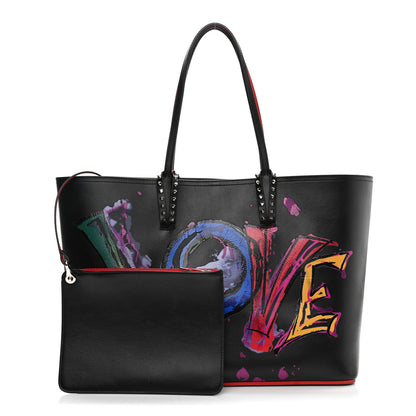 Christian Louboutin Calfskin In Love East West Cabata Tote Black Multicolor 1 of 17