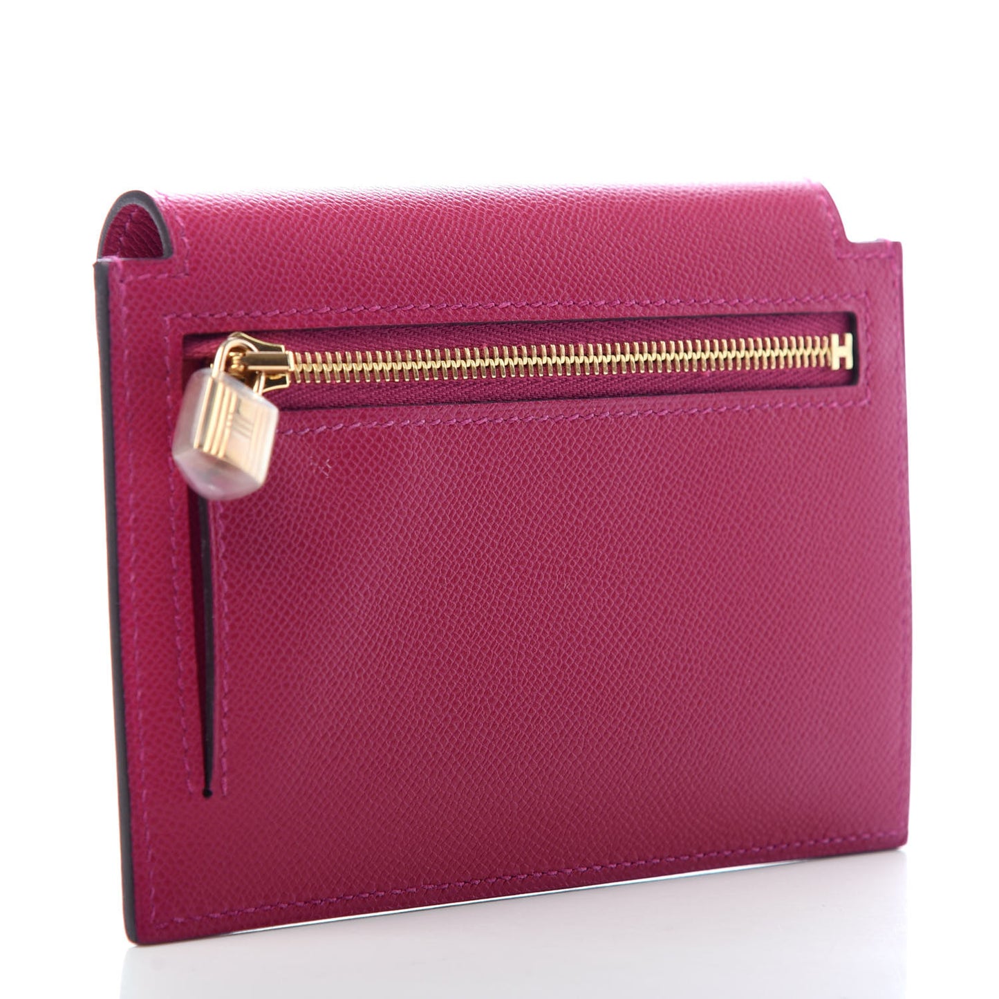 Madame Calfskin Kelly Pocket Compact Wallet Rose Pourpre