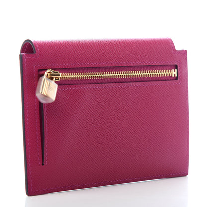 Hermes Madame Calfskin Kelly Pocket Compact Wallet Rose Pourpre 3 of 7