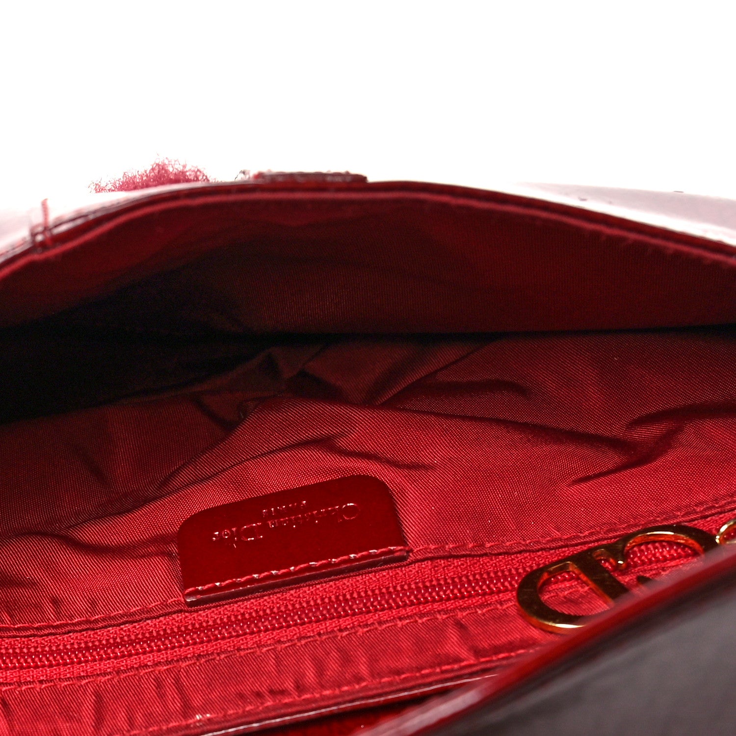 Christian Dior Patent Diorissimo Saddle Bag Dark Red 4 of 13