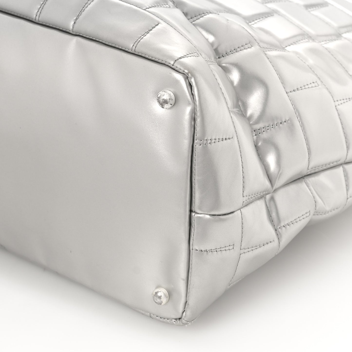Vinyl Quilted Frozen Shopping Tote Silver