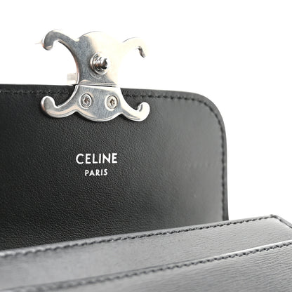Celine Shiny Calfskin Triomphe Flap Card Holder Black 6 of 8