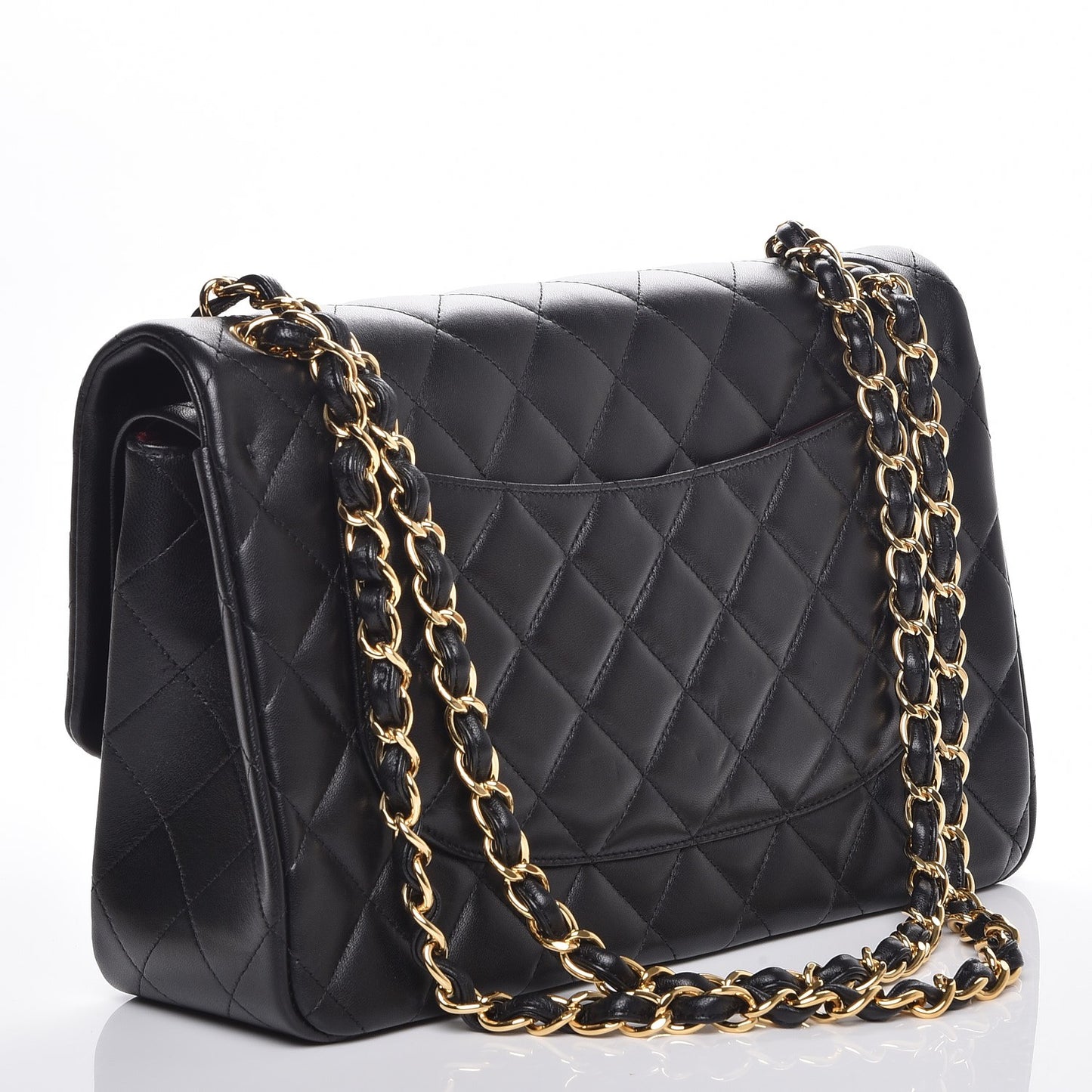 Lambskin Quilted Jumbo Double Flap Black
