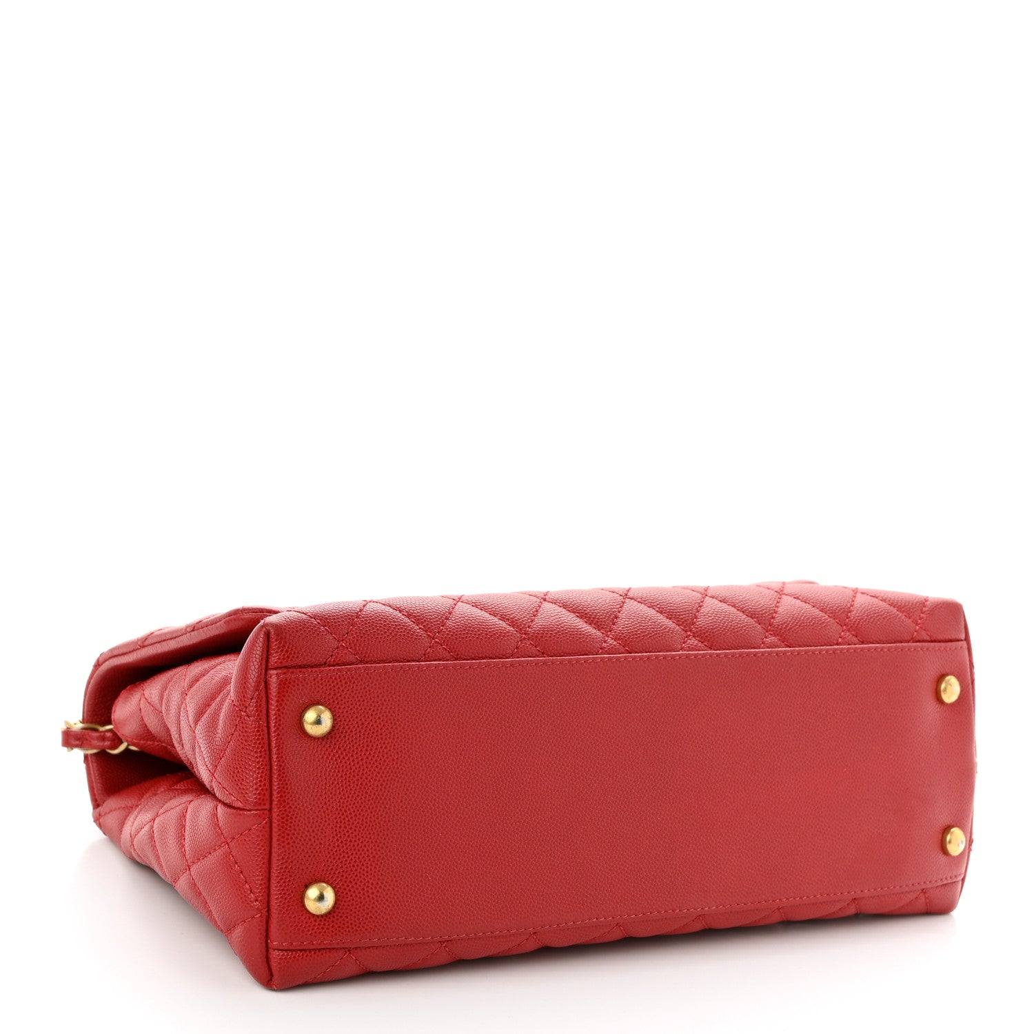 Chanel Caviar Quilted Small Coco Handle Flap Red 4 of 10
