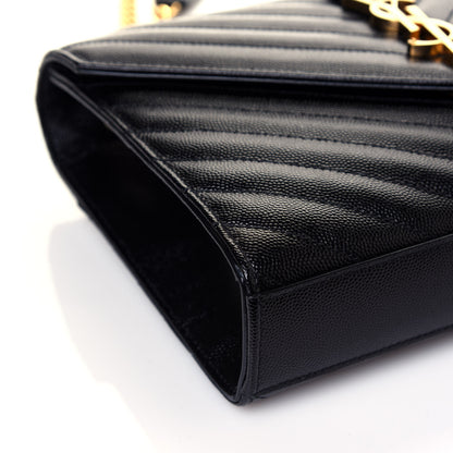 Saint Laurent Grain De Poudre Matelasse Chevron Medium Monogram Satchel Black 8 of 11