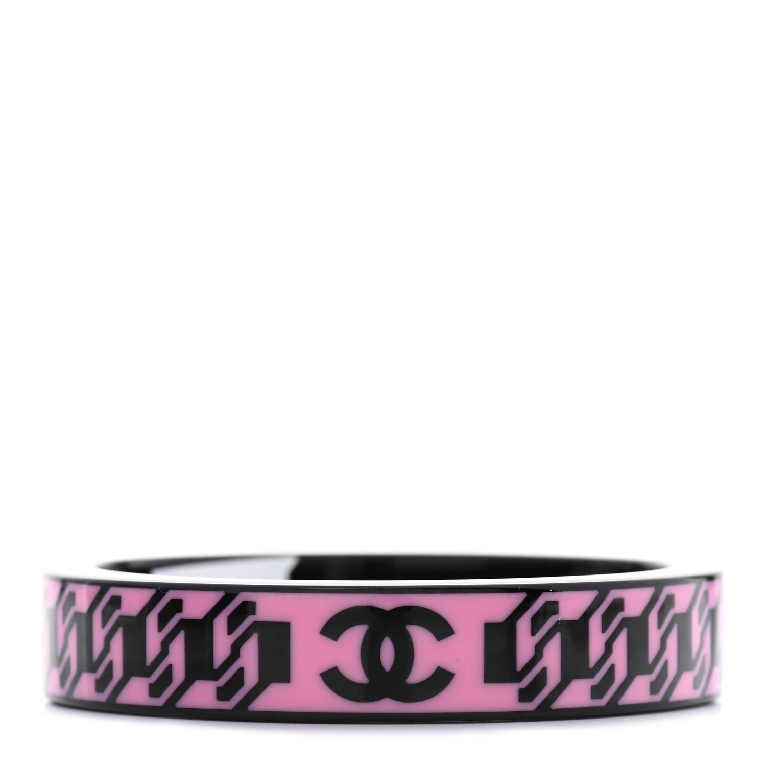 Chanel Resin CC Bangle Pink Black 1 of 4