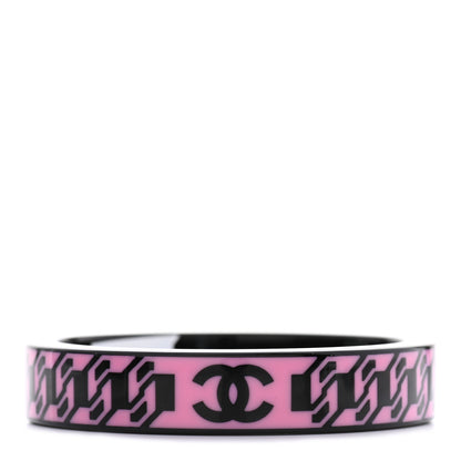 Chanel Resin CC Bangle Pink Black 1 of 4