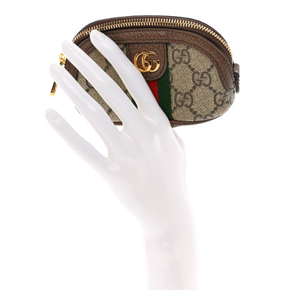 Gucci GG Supreme Monogram Web Ophidia Dome Key Pouch Beige New Acero 2 of 9