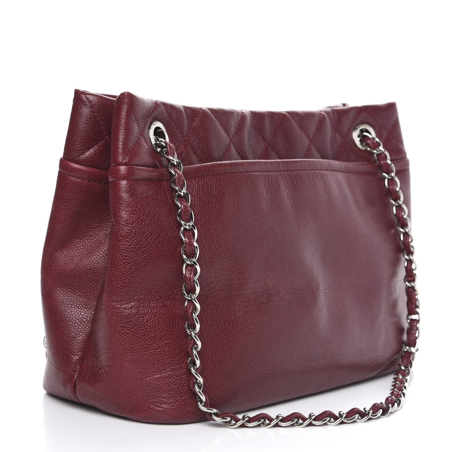 Caviar Quilted Timeless CC Soft Tote Dark Red