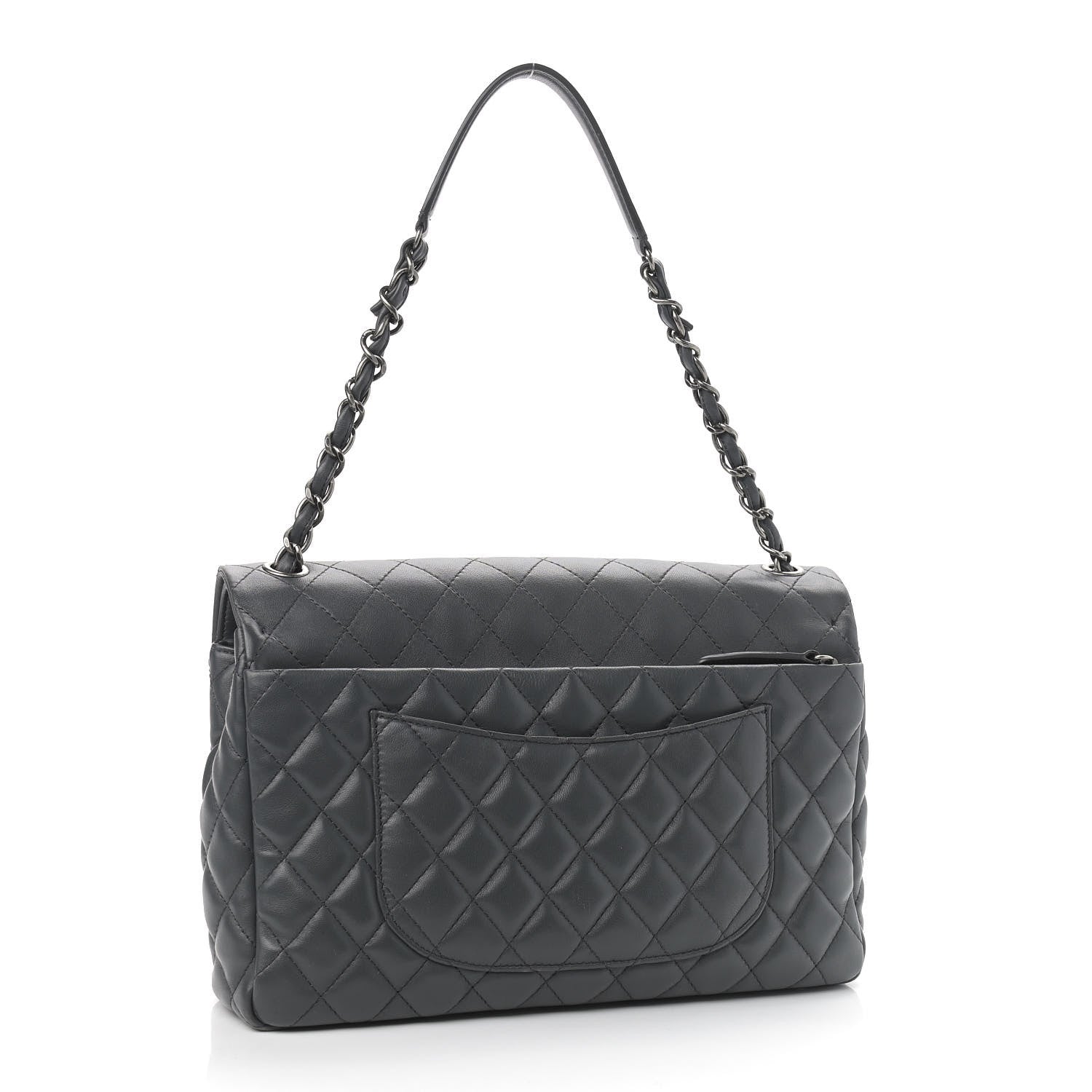 Chanel Lambskin Quilted Jumbo Multi Flap Bag Dark Grey 2 of 8
