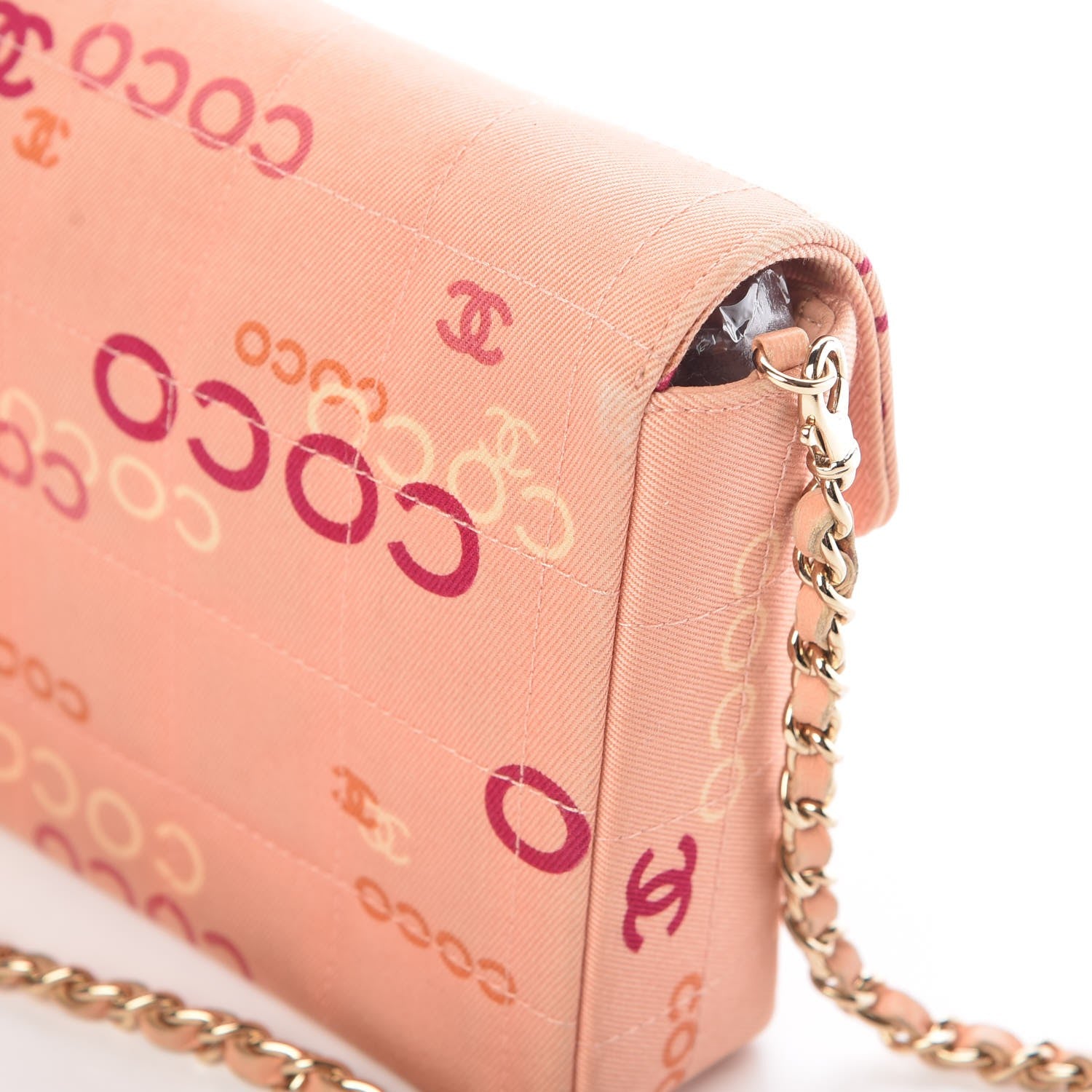 Chanel Canvas Chocolate Bar Quilted Coco East West Flap Pink 13 of 20