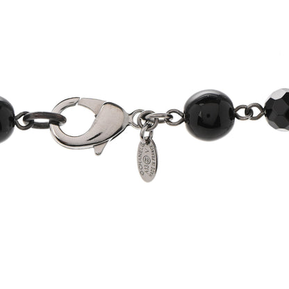 Chanel Ruthenium Pearl Beaded CC Long Necklace Black 5 of 6
