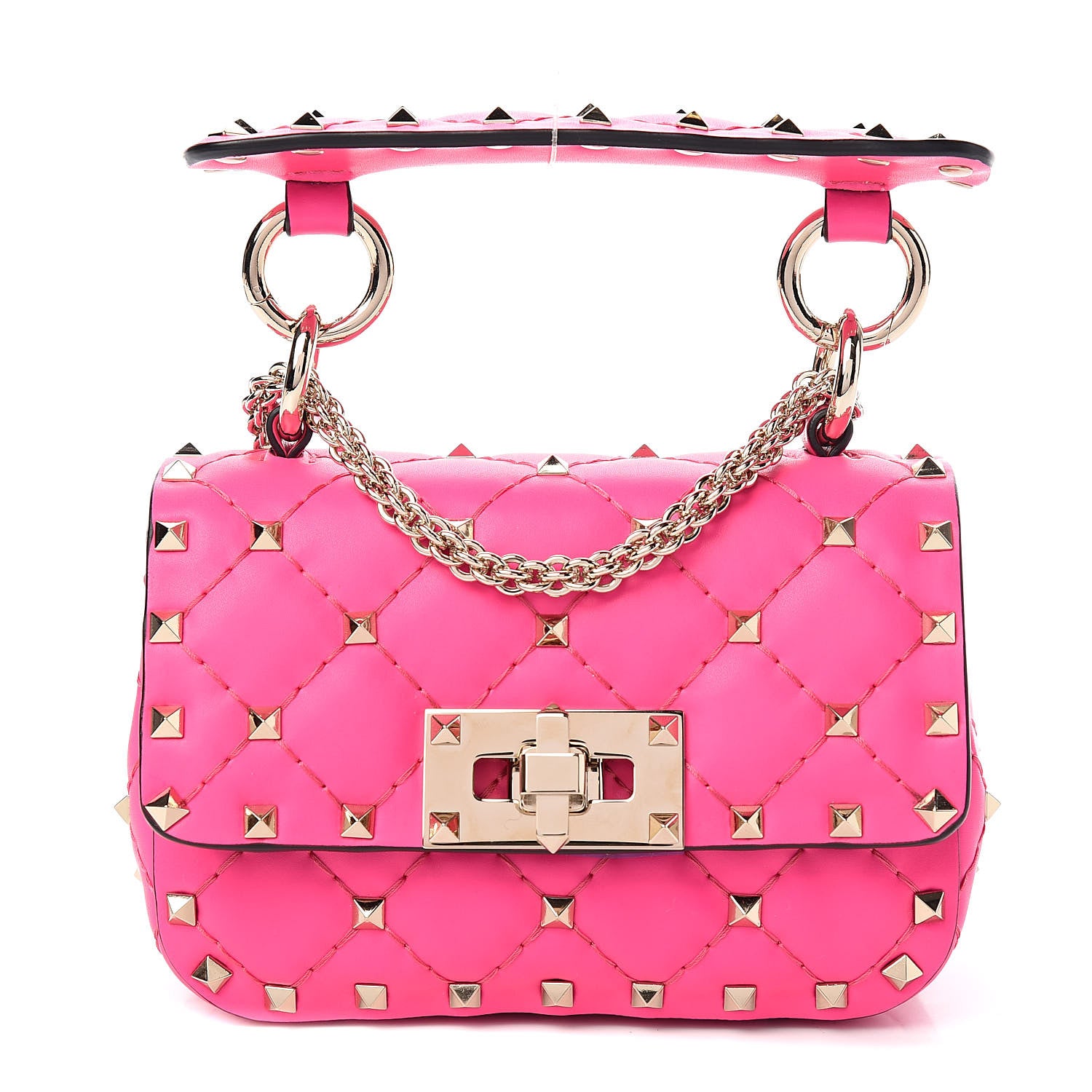Valentino Garavani Calfskin Micro Rockstud Spike Shoulder Bag Azalea 1 of 11