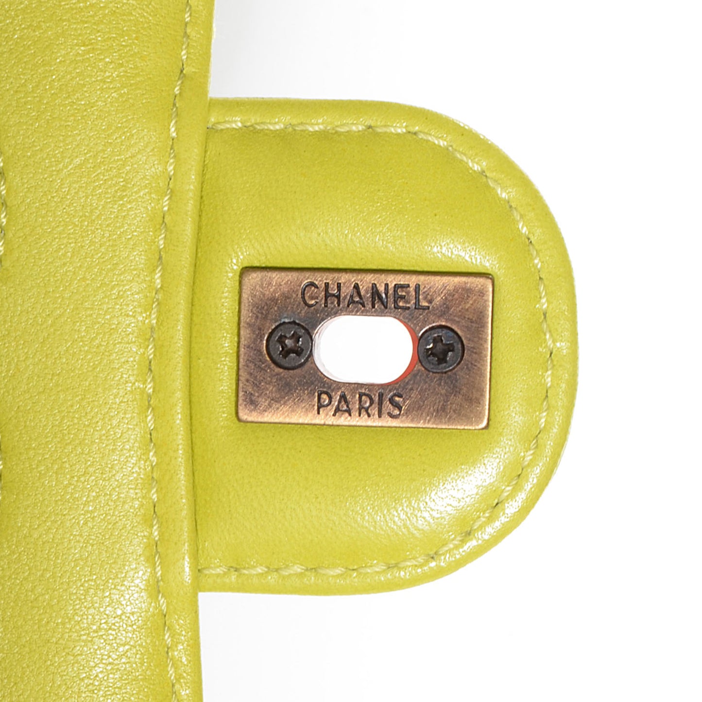 Lambskin Tortoise Chain Mini Square Flap Chartreuse