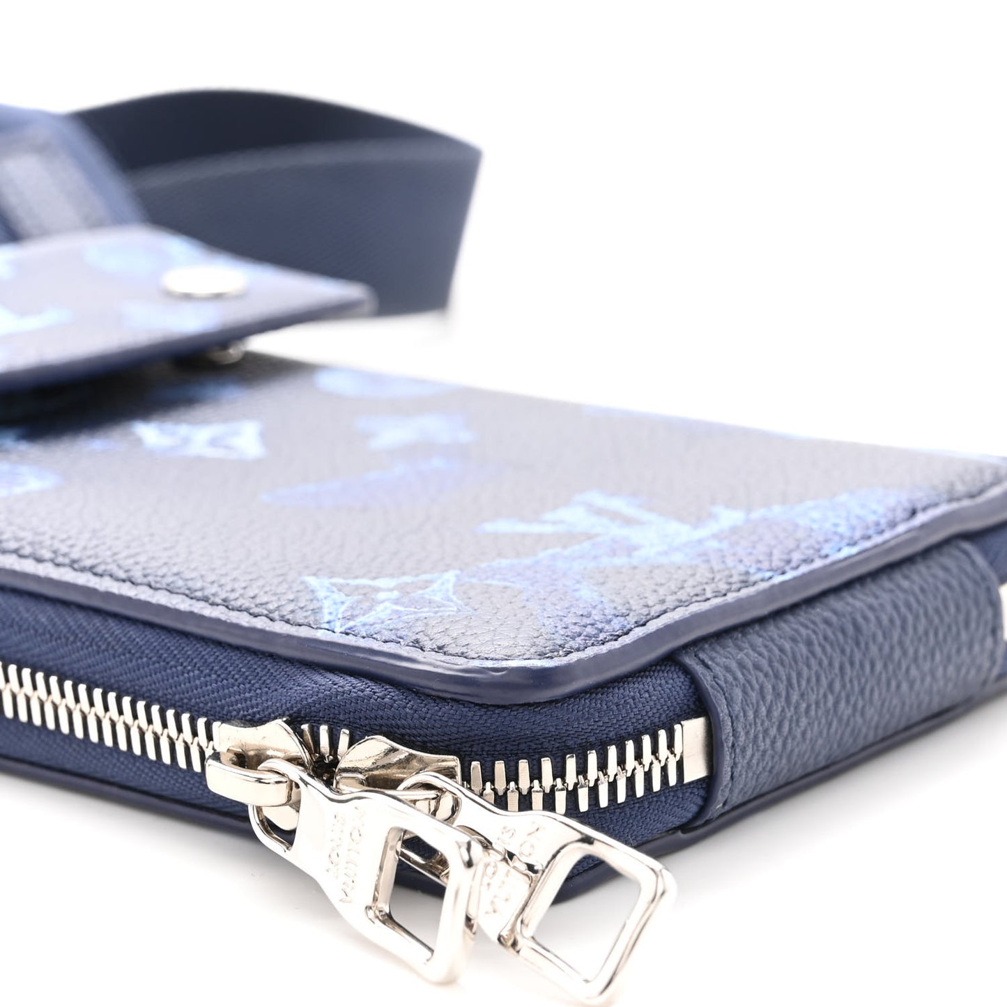 Monogram Ink Watercolor Phone Pouch Blue