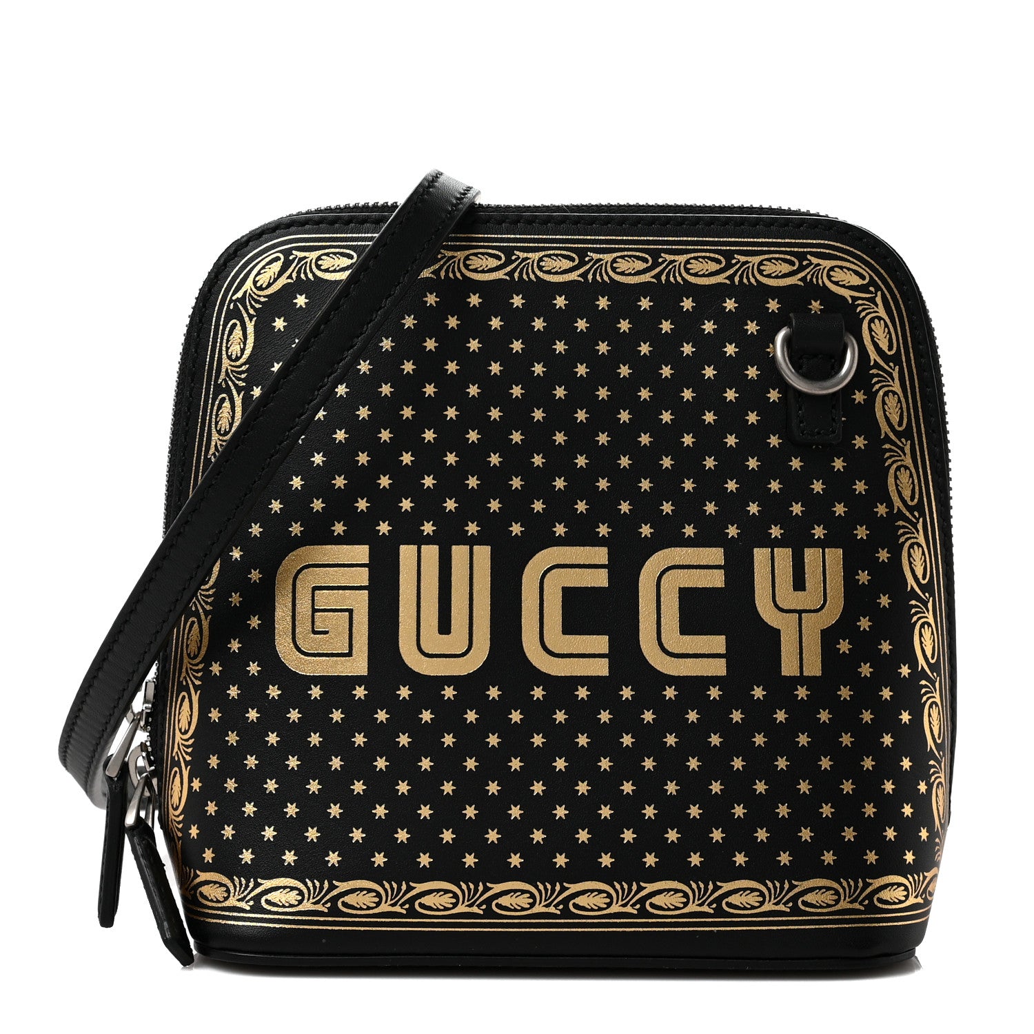 Gucci X SEGA Calfskin GUCCY Stars Mini Dome Shoulder Bag Black Gold 1 of 9
