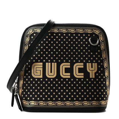 Gucci X SEGA Calfskin GUCCY Stars Mini Dome Shoulder Bag Black Gold 1 of 9