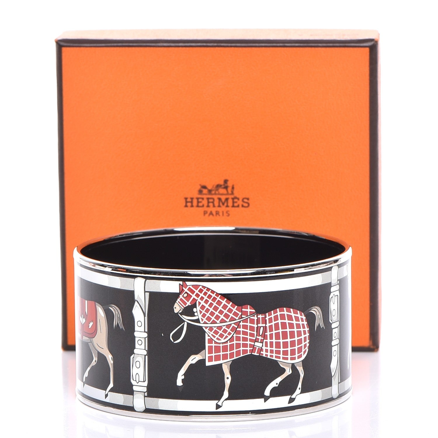 Hermes Enamel Printed Tenues Et Couvertures Extra Wide Bracelet 70 7 of 7