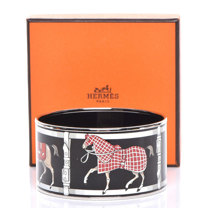 Hermes Enamel Printed Tenues Et Couvertures Extra Wide Bracelet 70 7 of 7