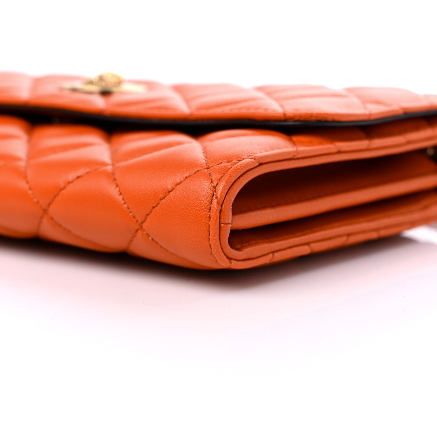 Versace Lambskin Quilted Medusa Wallet On Chain Crossbody Dark Orange 9 of 9