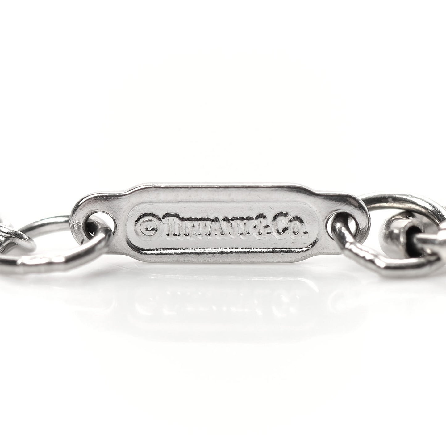 18K White Gold Diamond Mini Heart Key Charm Pendant Link Necklace