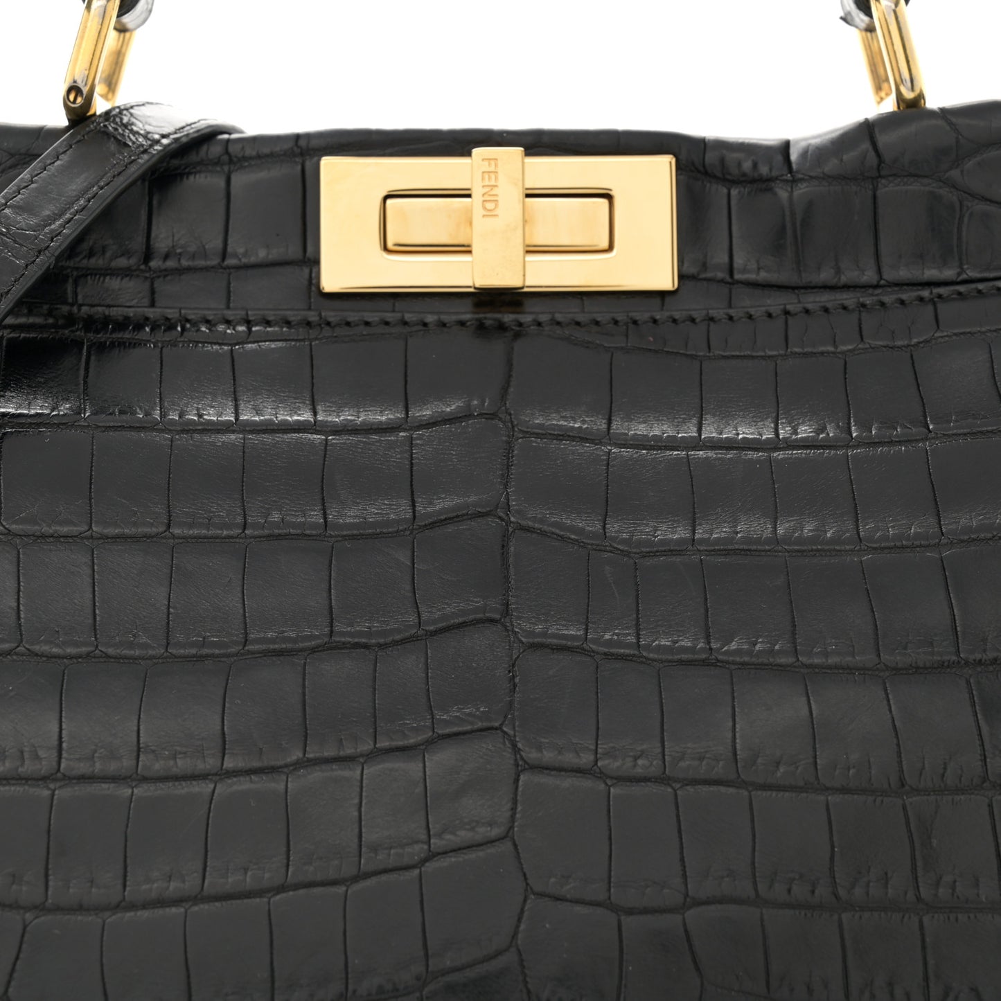 Crocodile Medium Peekaboo Iconic Satchel Black