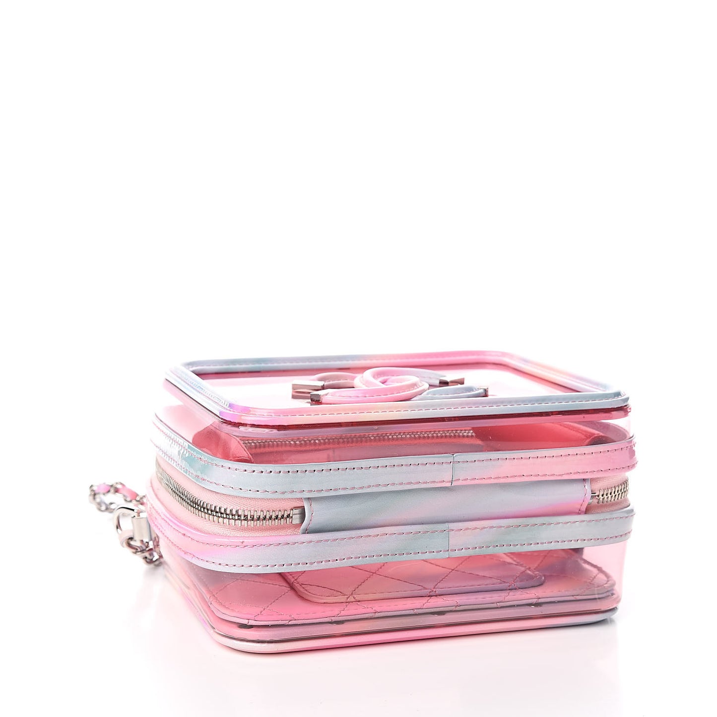 PVC Patent Calfskin Patent Lambskin Small CC Vanity Case Pink